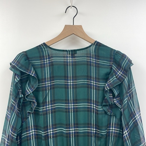 NWT Torrid Chiffon Ruffled Surplice V-Neck Faux Wrap Peplum Crop Blouse Green 1X - Picture 7 of 11